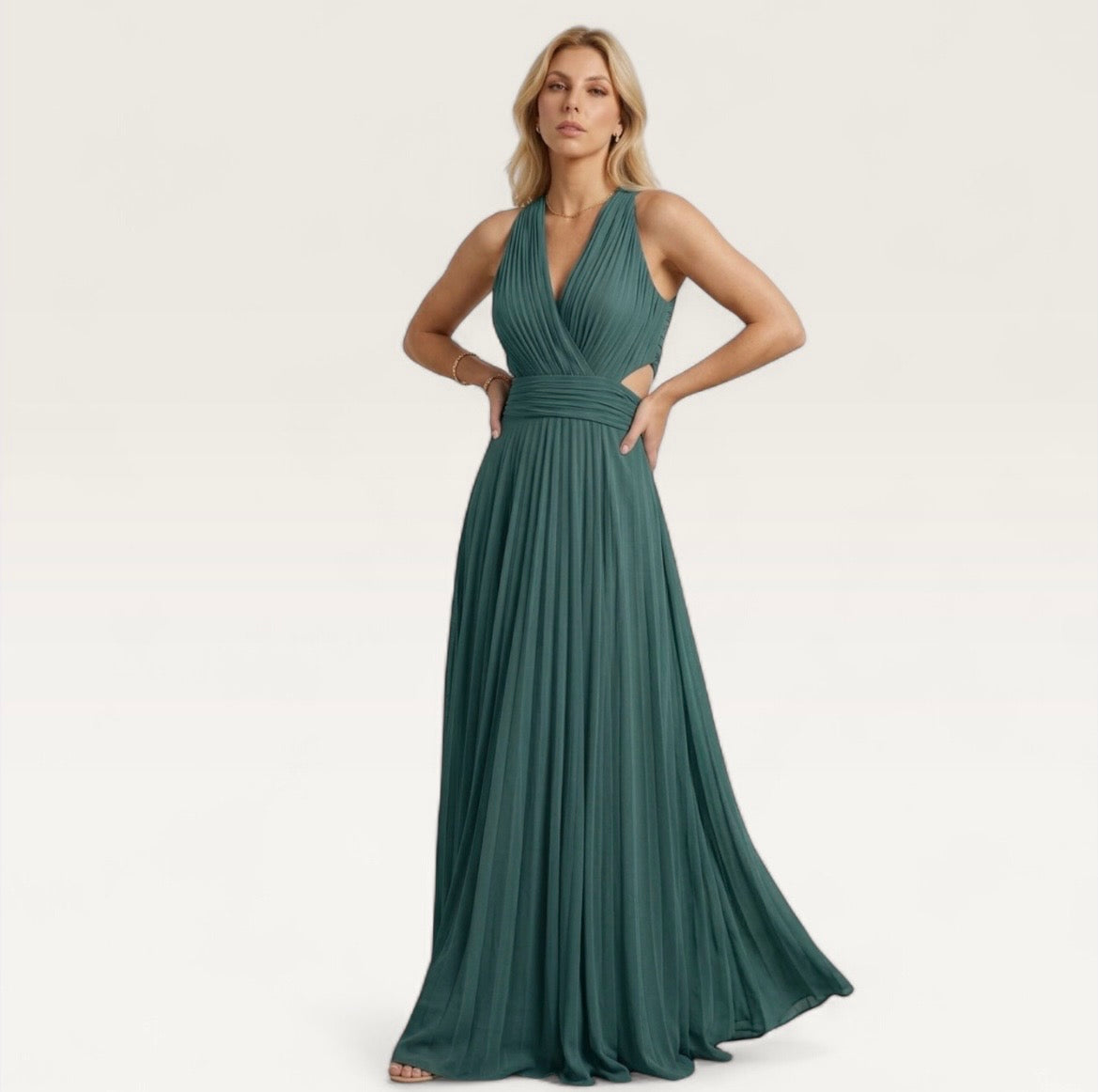 Celeste Cutout Pleated Gown