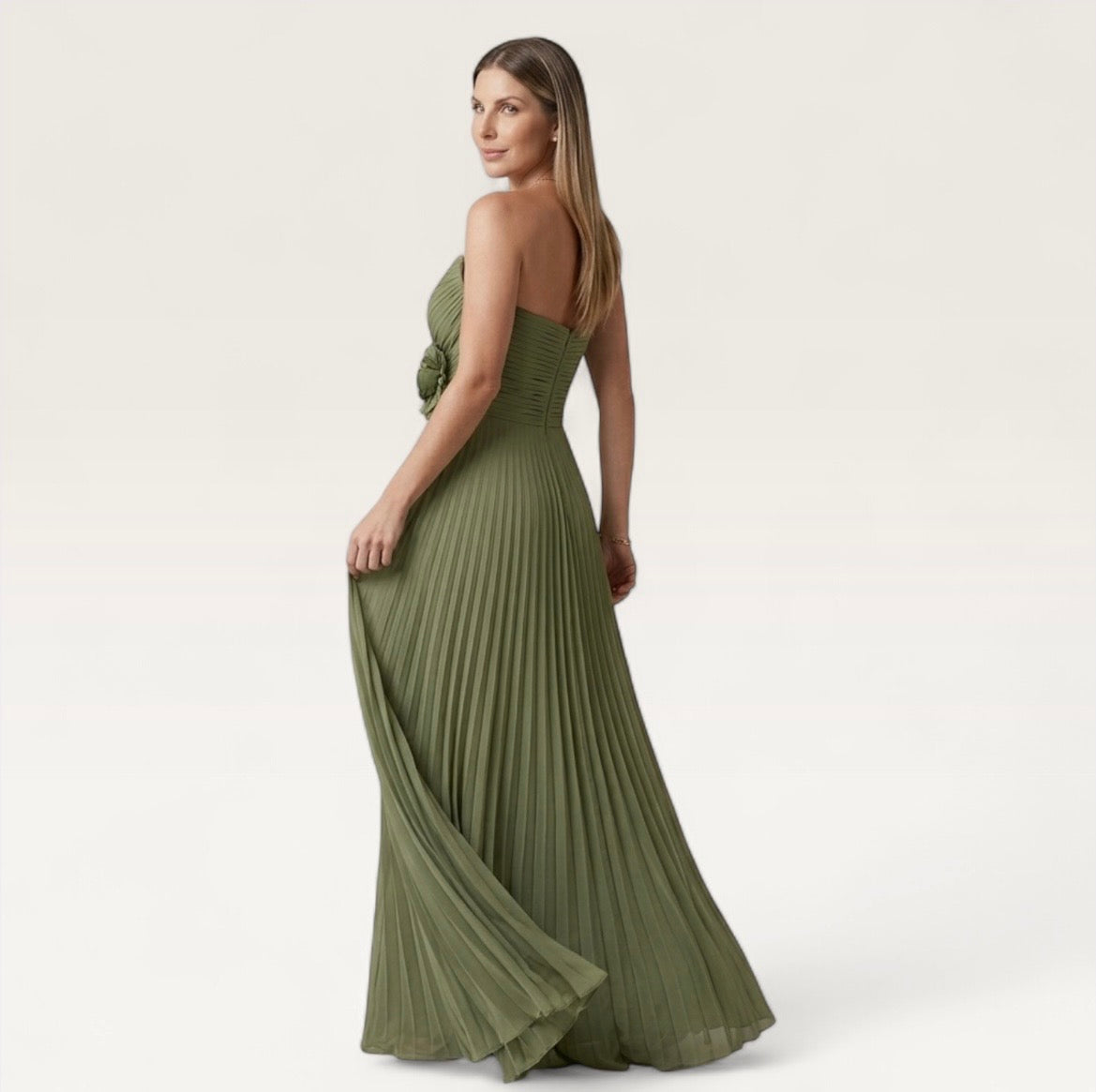 Pleated Crimson Gown