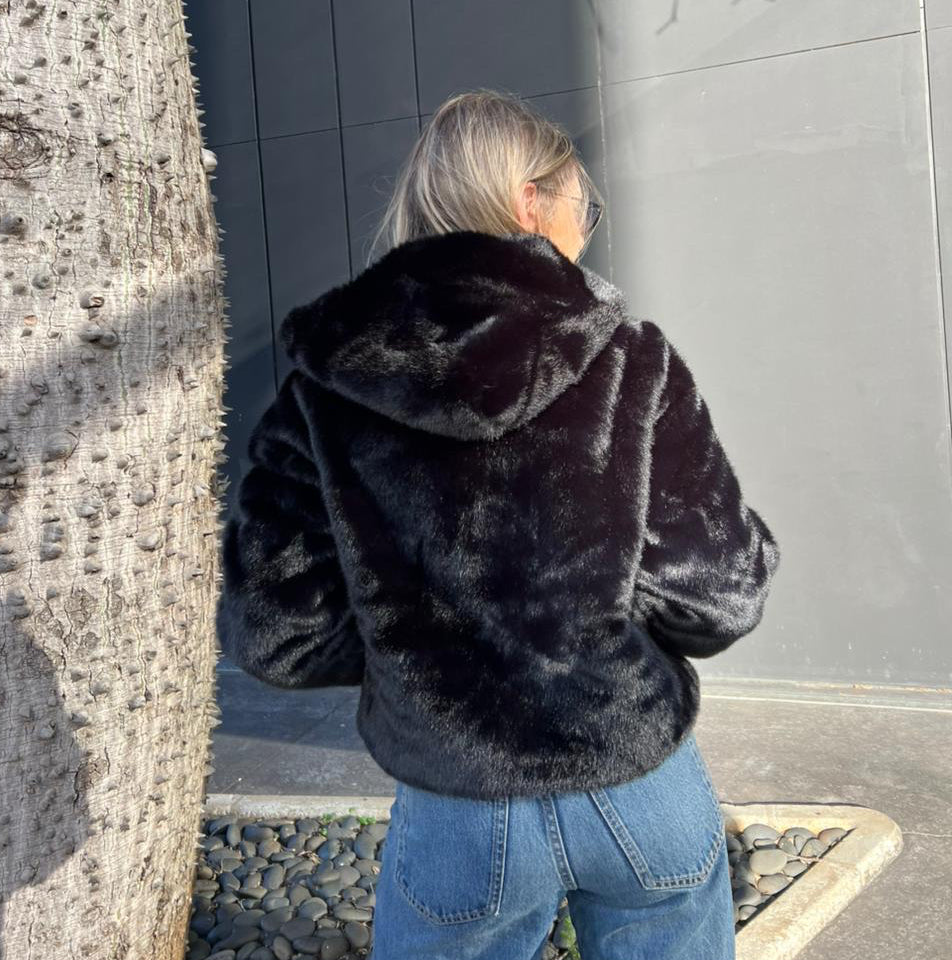 Faux fur hooded jacket