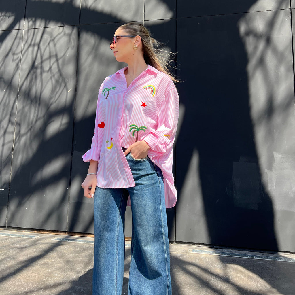 Embroidered Striped shirt