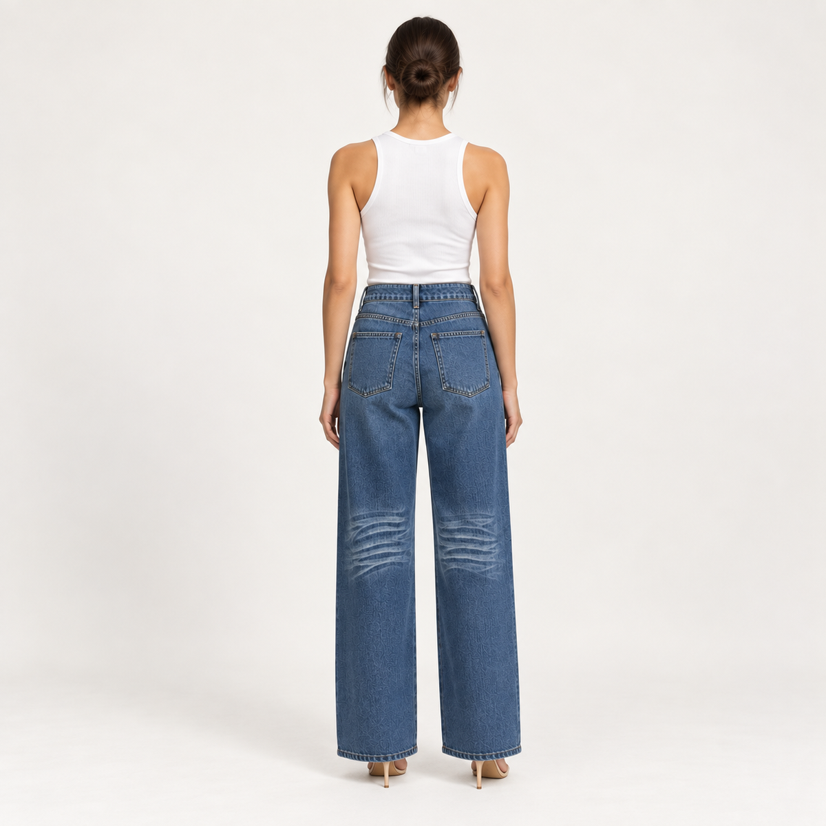 Faded Blue Wide-Leg Jeans