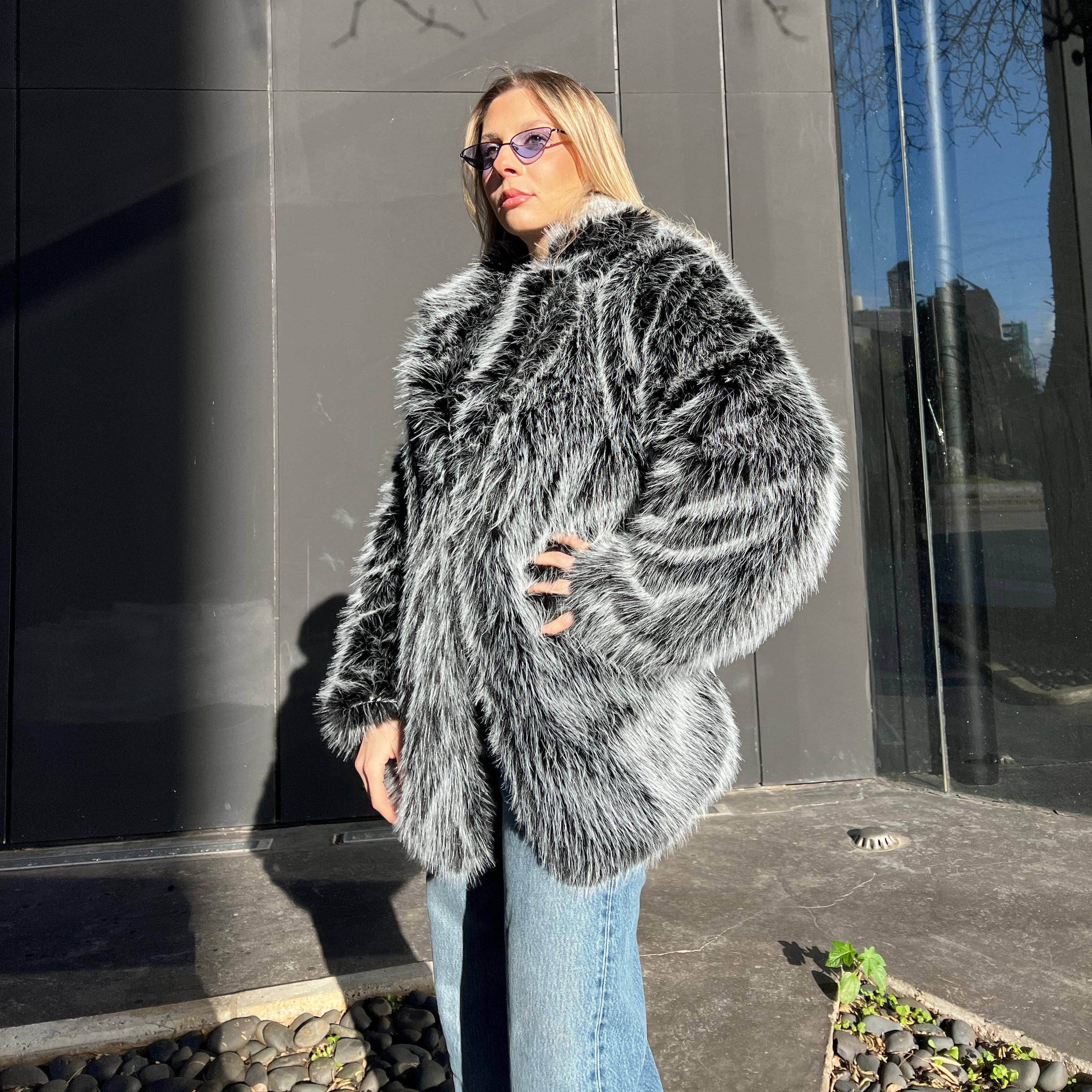 Oversized luxe faux fur coat