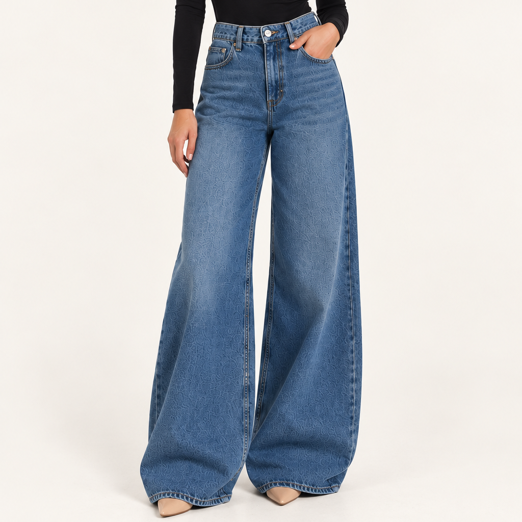 Mid-Blue Extra Wide-Leg Jeans