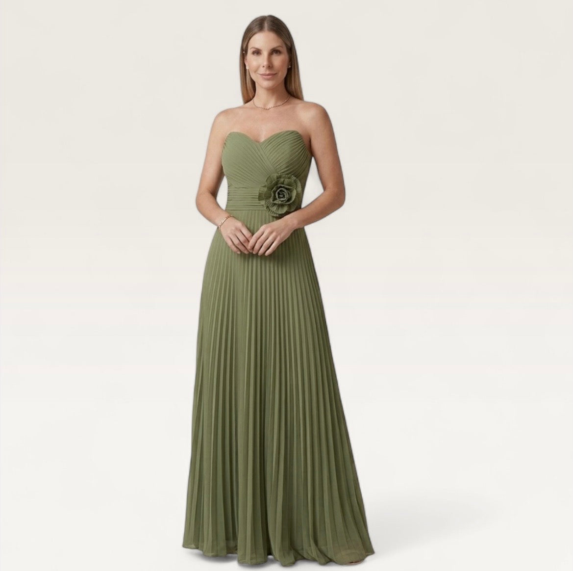 Pleated Crimson Gown