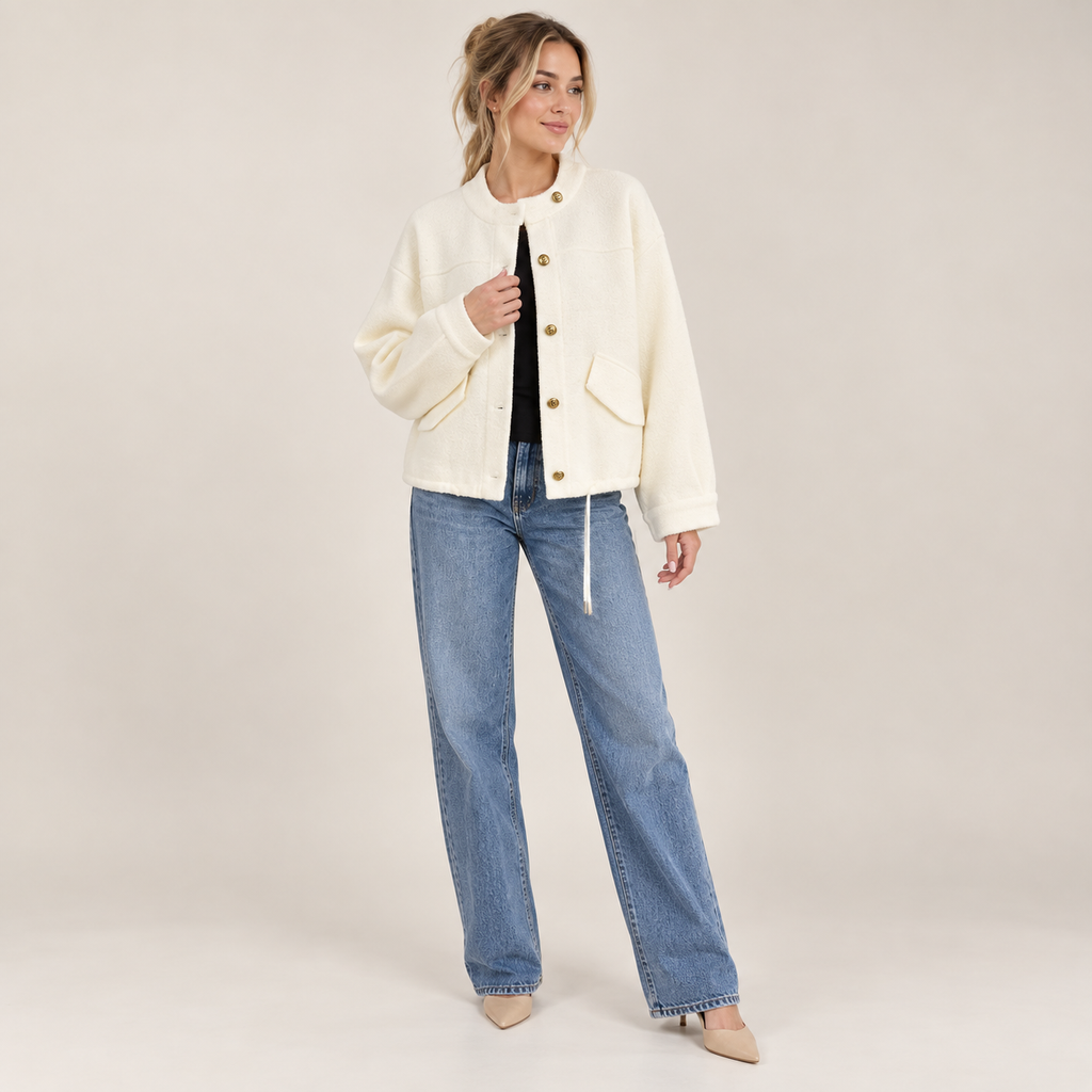 Gold Button Boxy Jacket