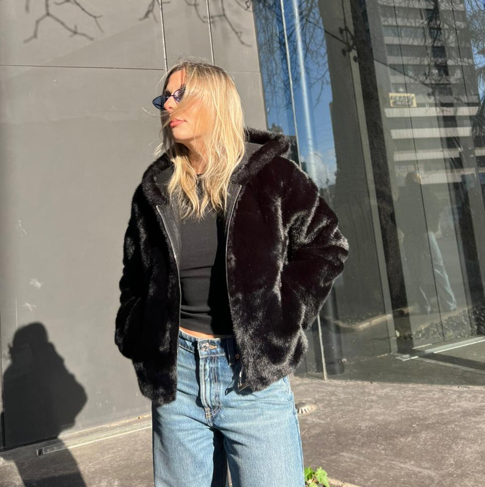 Faux fur hooded jacket