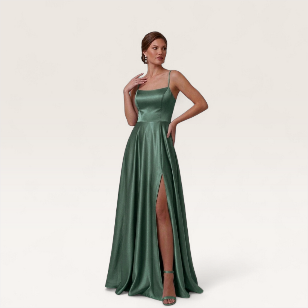 Luna Satin Slit Gown