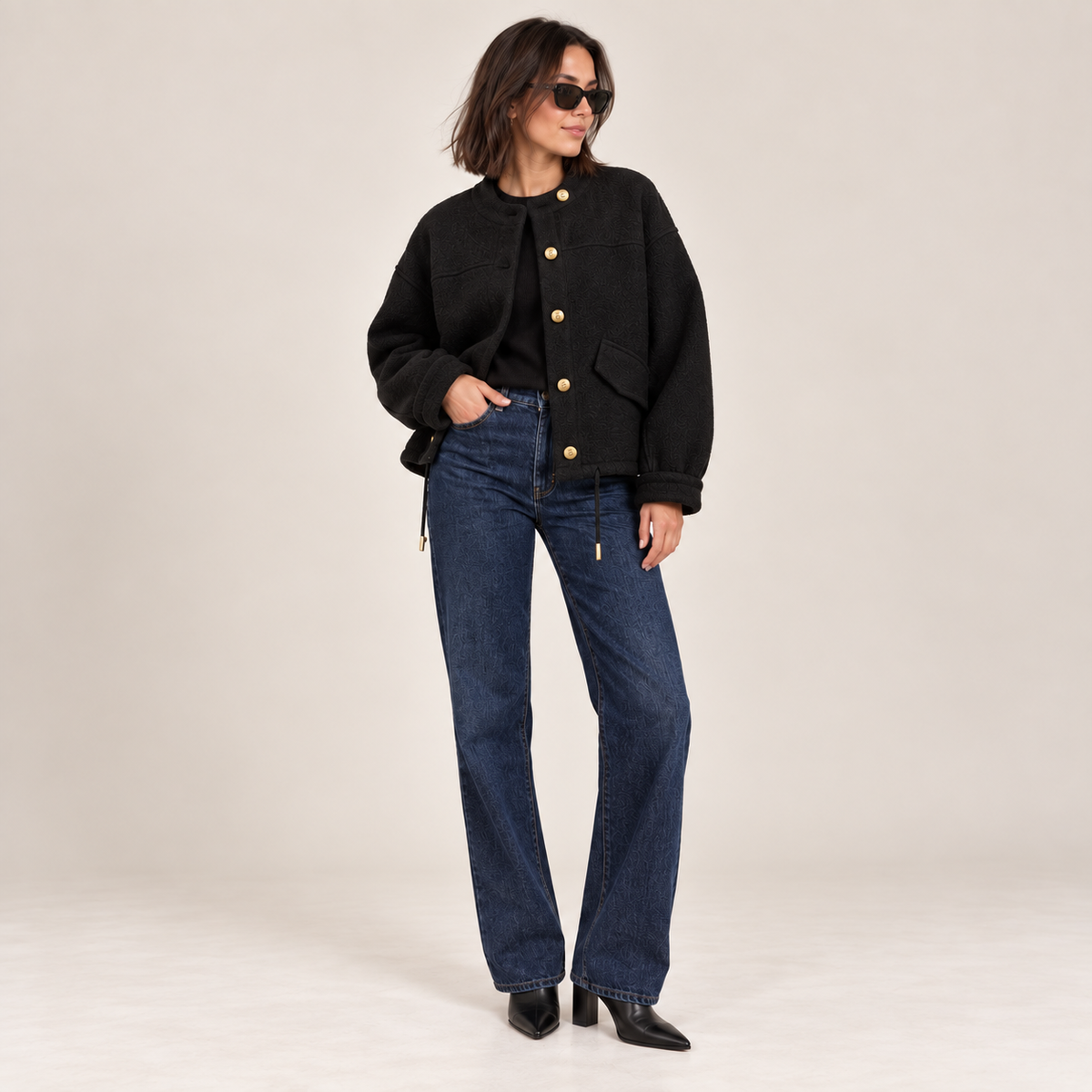 Gold Button Boxy Jacket