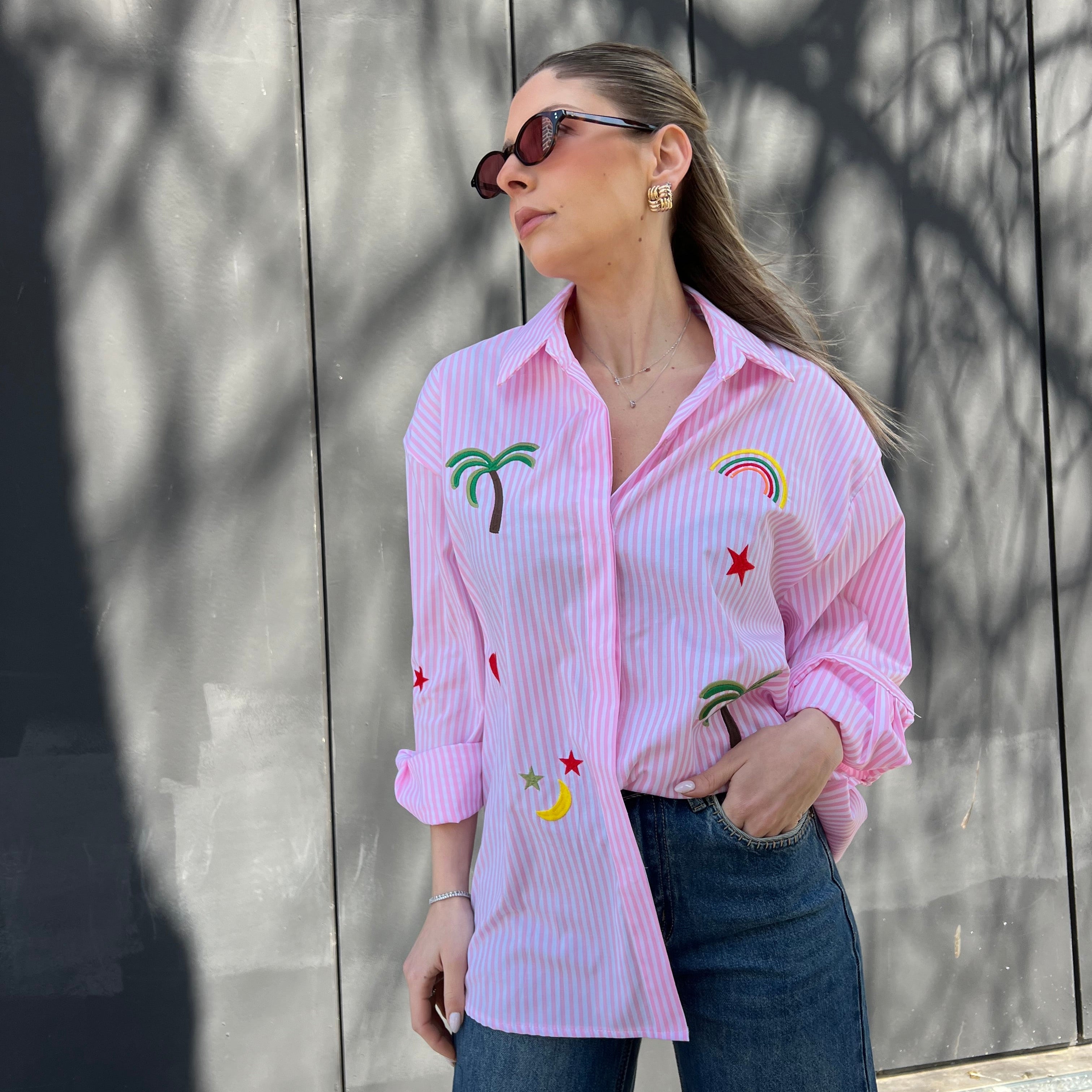 Embroidered Striped shirt