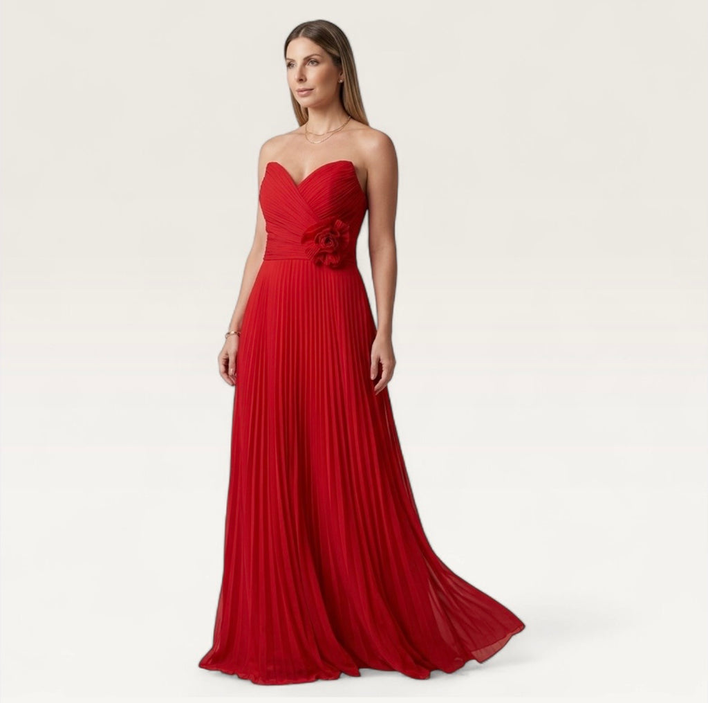 Pleated Crimson Gown