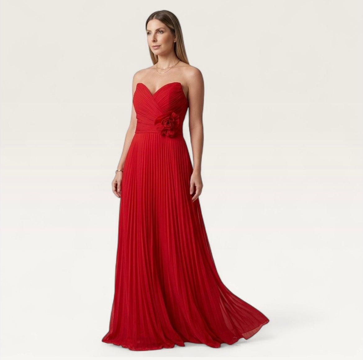 Pleated Crimson Gown