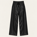 Seamed Faux Leather Drawstring Pants