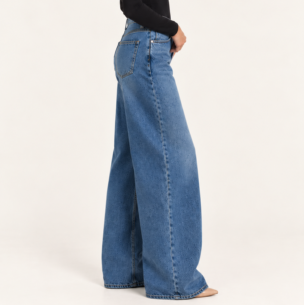 Mid-Blue Extra Wide-Leg Jeans
