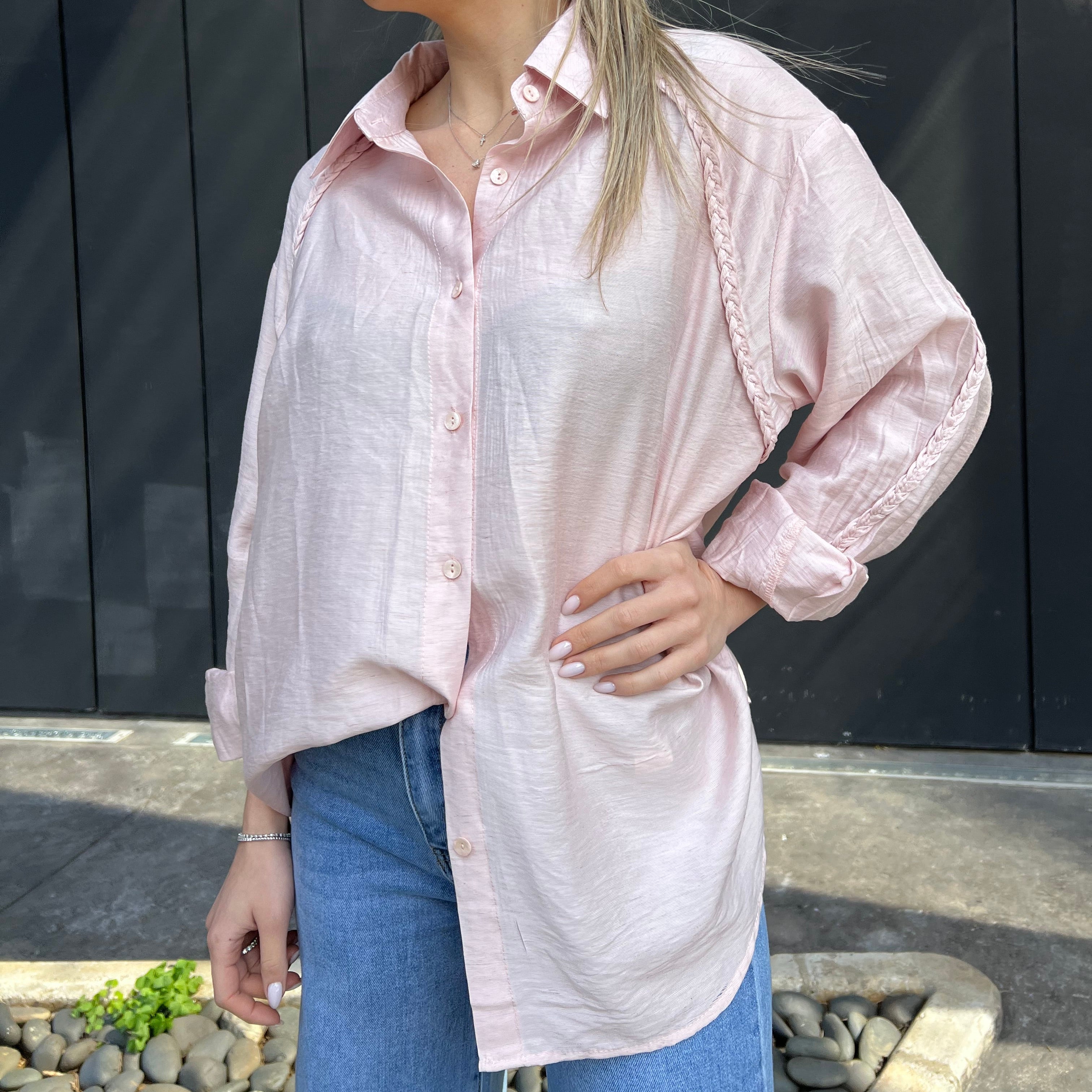 Braided shoulder oversized shirt