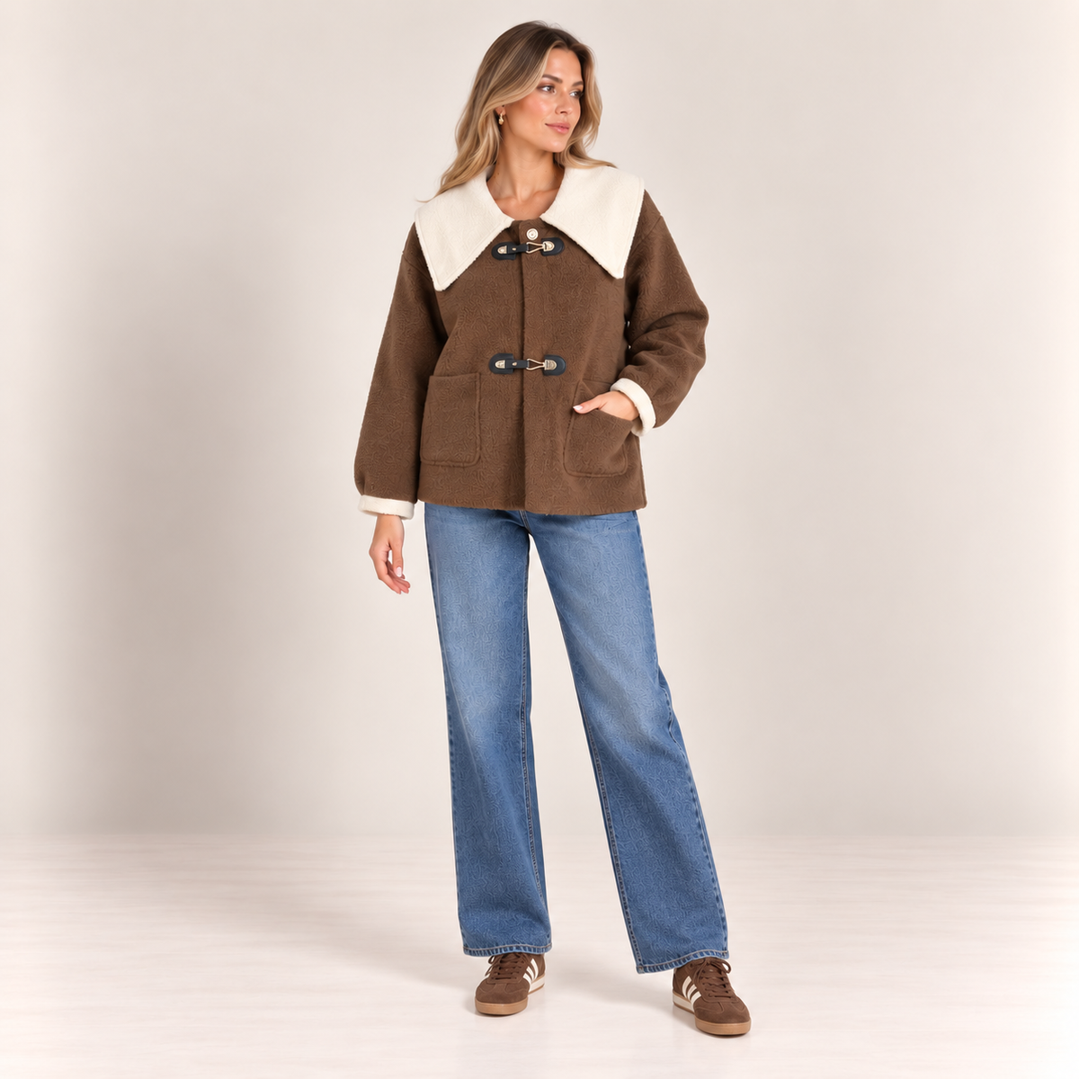 Contrast Collar Toggle Jacket