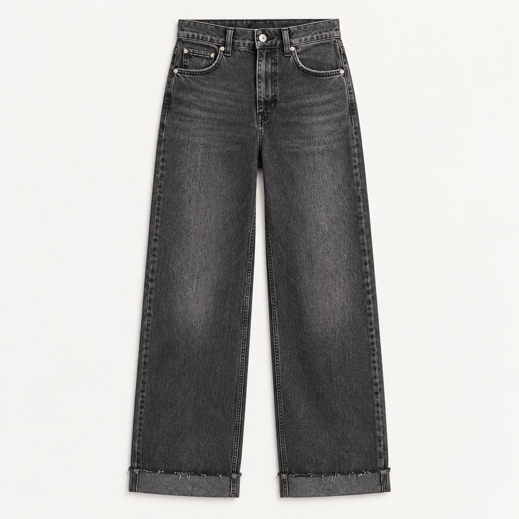 Washed Black Wide-Leg Jeans