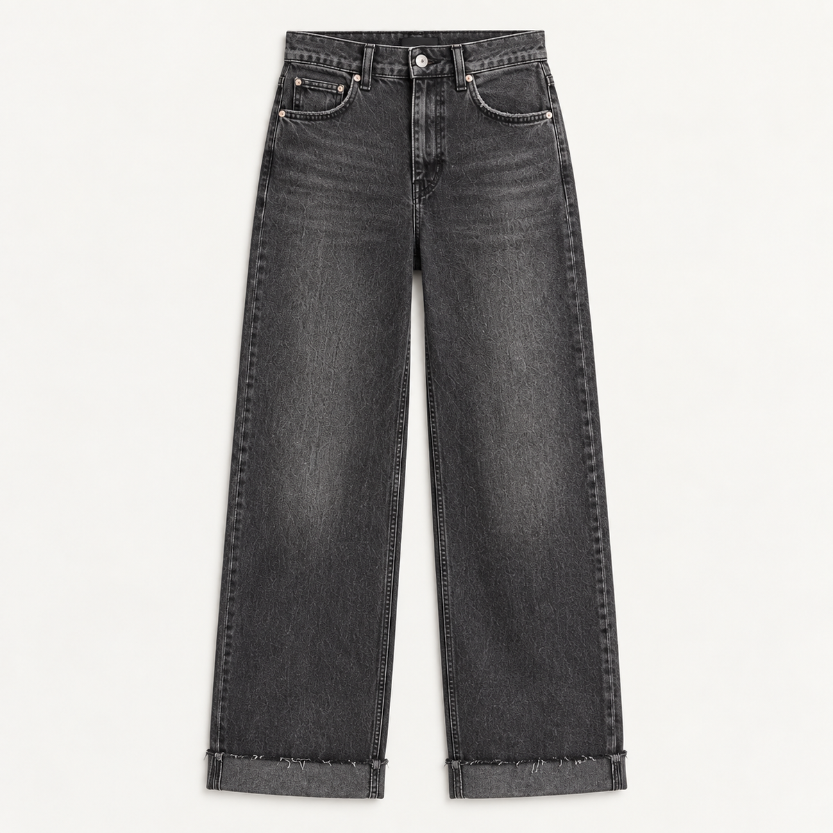 Washed Black Wide-Leg Jeans