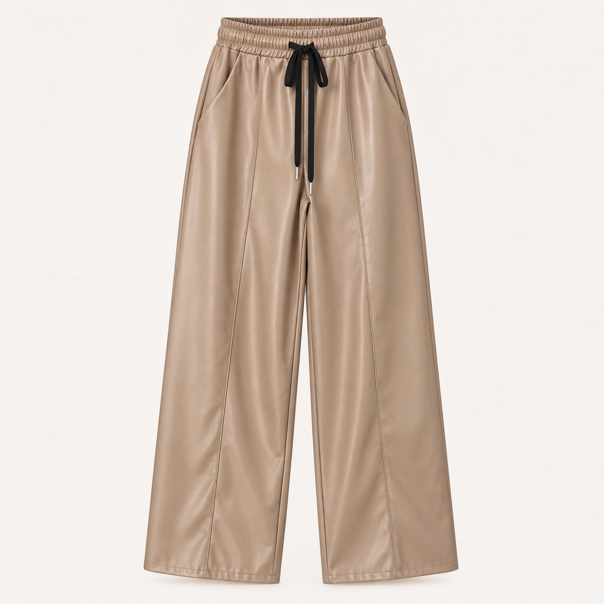 Faux Leather Wide-Leg Pants