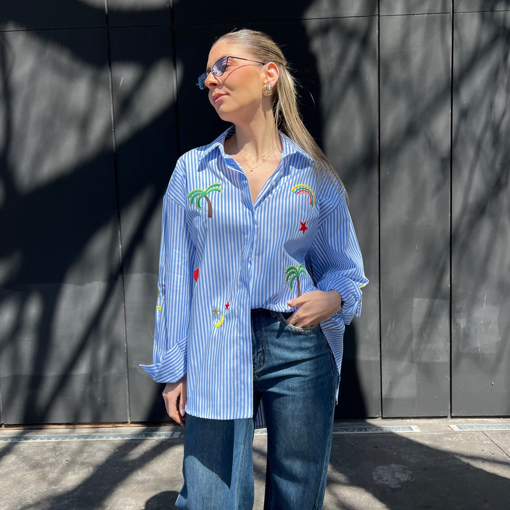 Embroidered Striped shirt