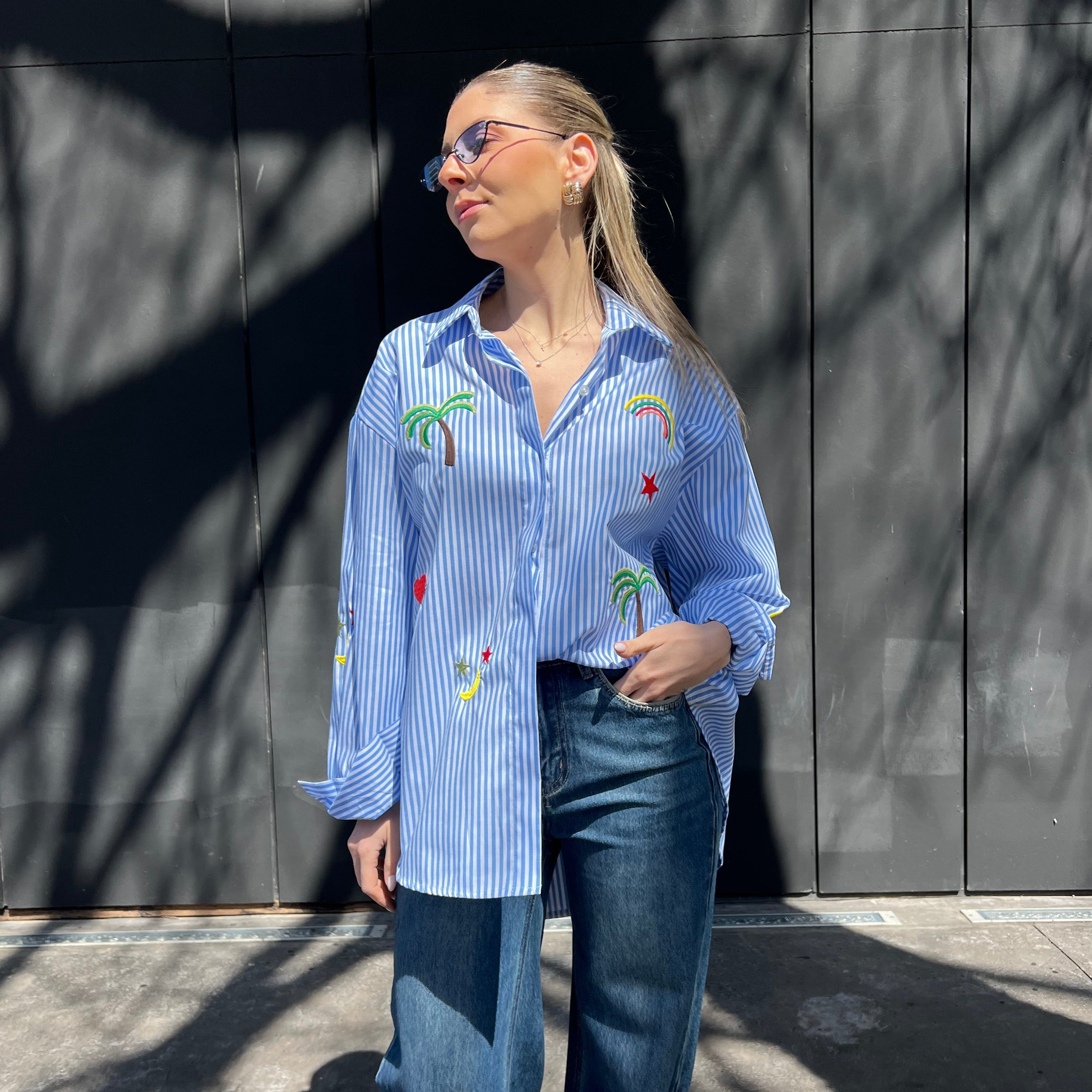Embroidered Striped shirt
