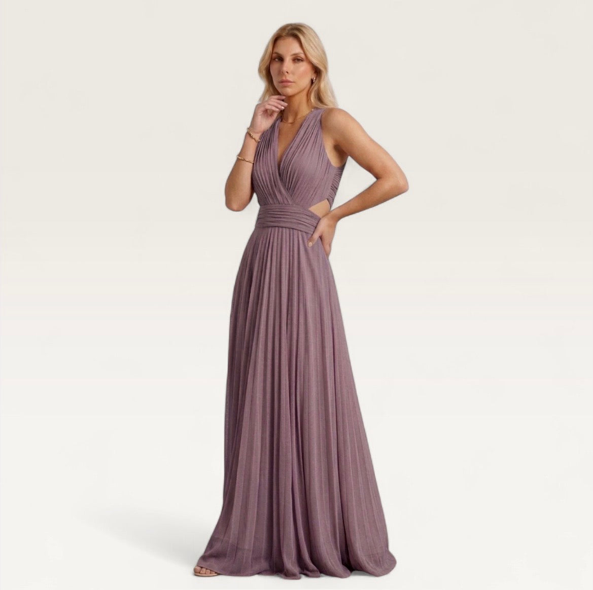 Celeste Cutout Pleated Gown