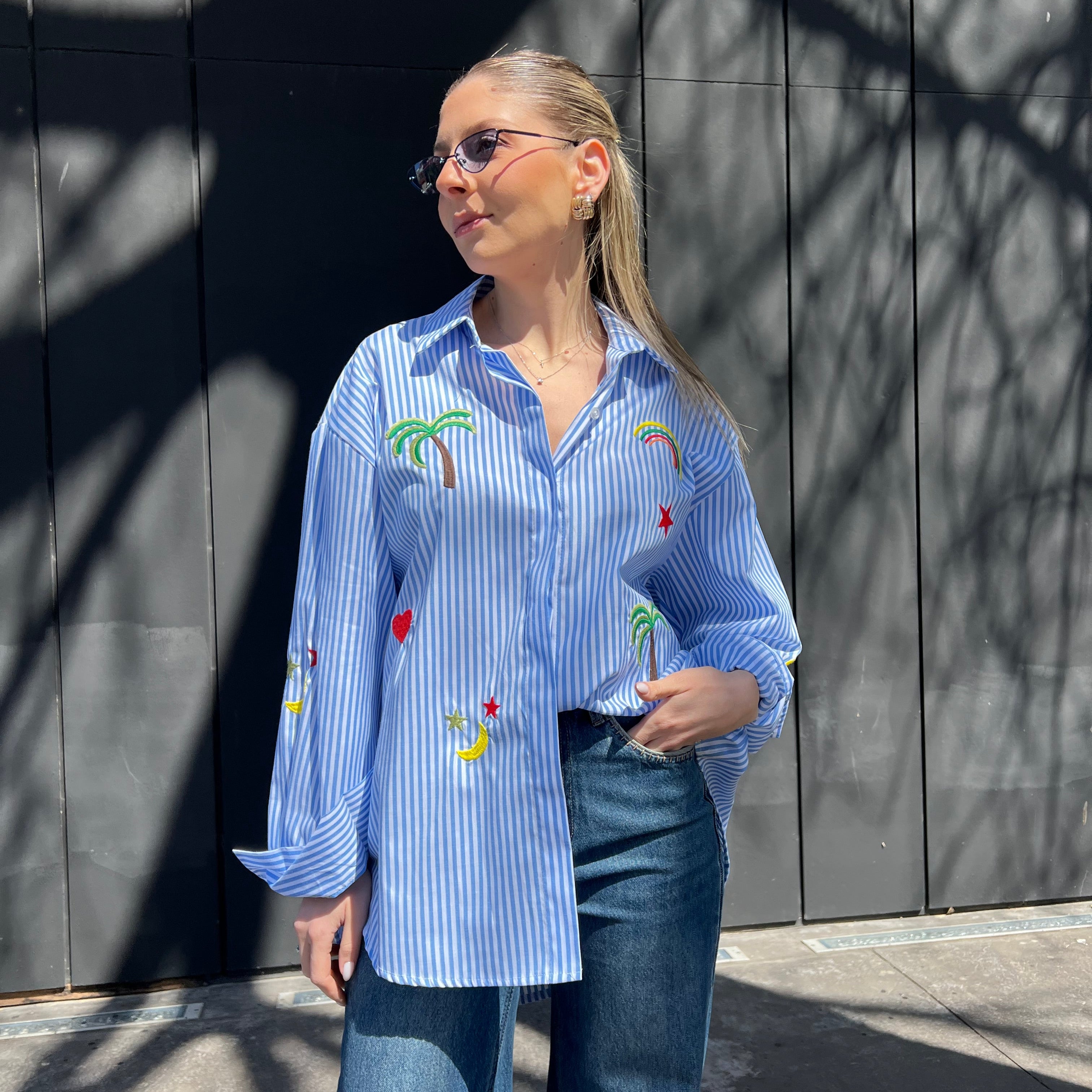 Embroidered Striped shirt