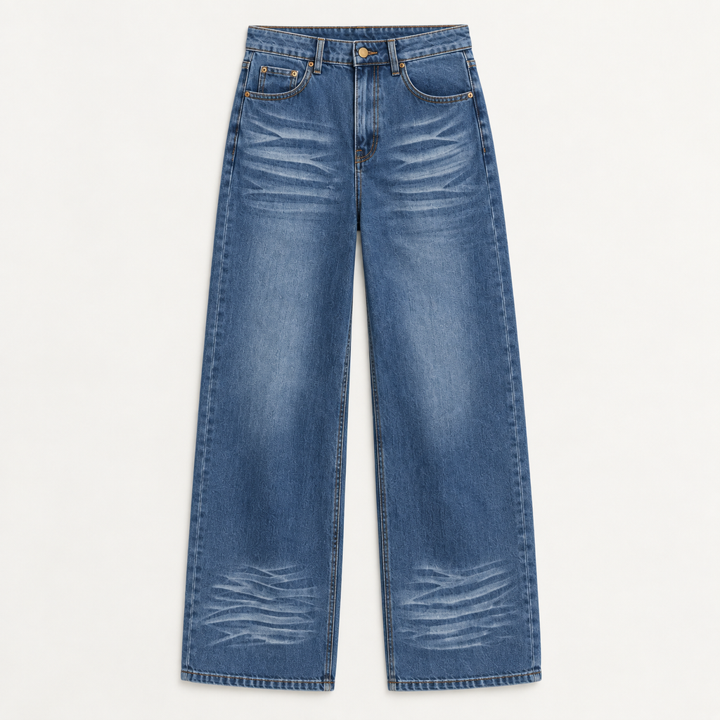 Faded Blue Wide-Leg Jeans