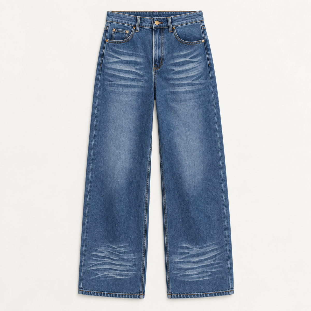 Faded Blue Wide-Leg Jeans