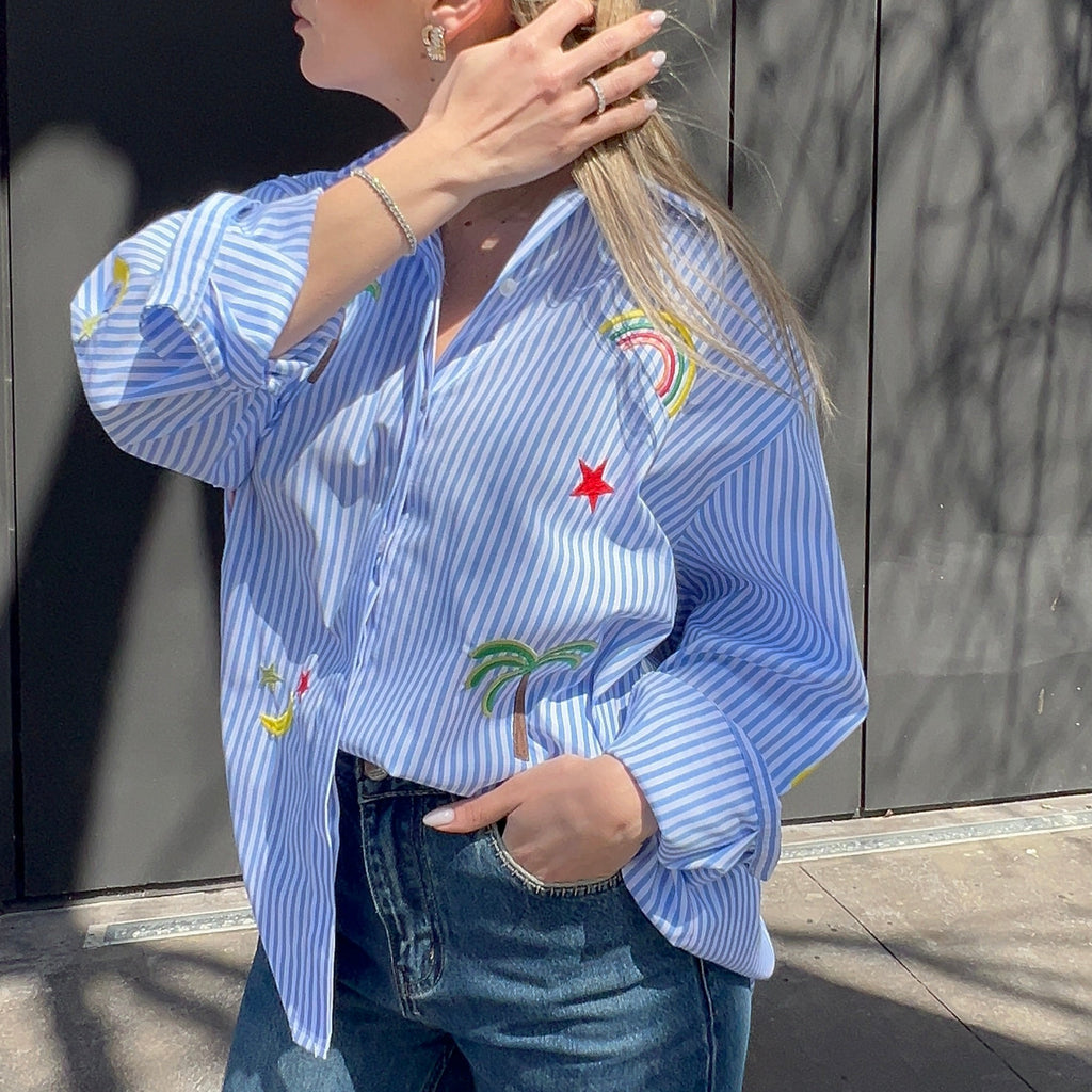 Embroidered Striped shirt