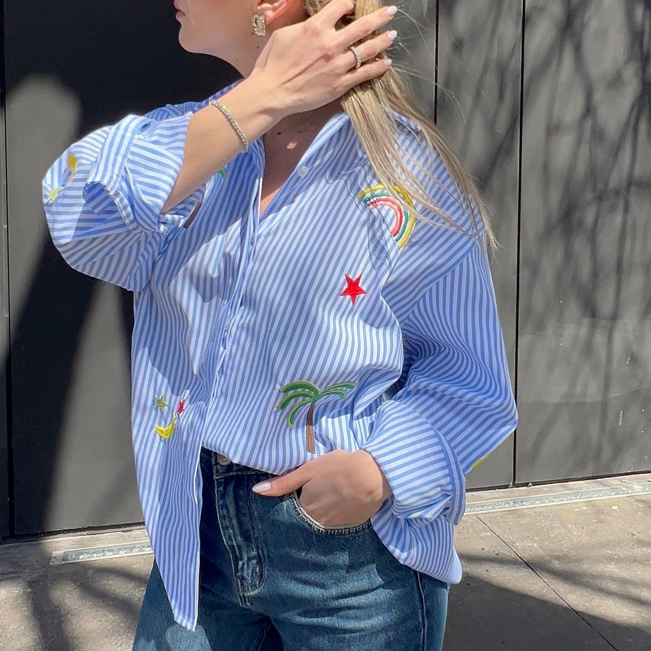 Embroidered Striped shirt