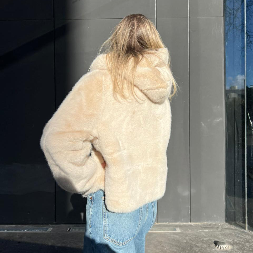 Faux fur hooded jacket