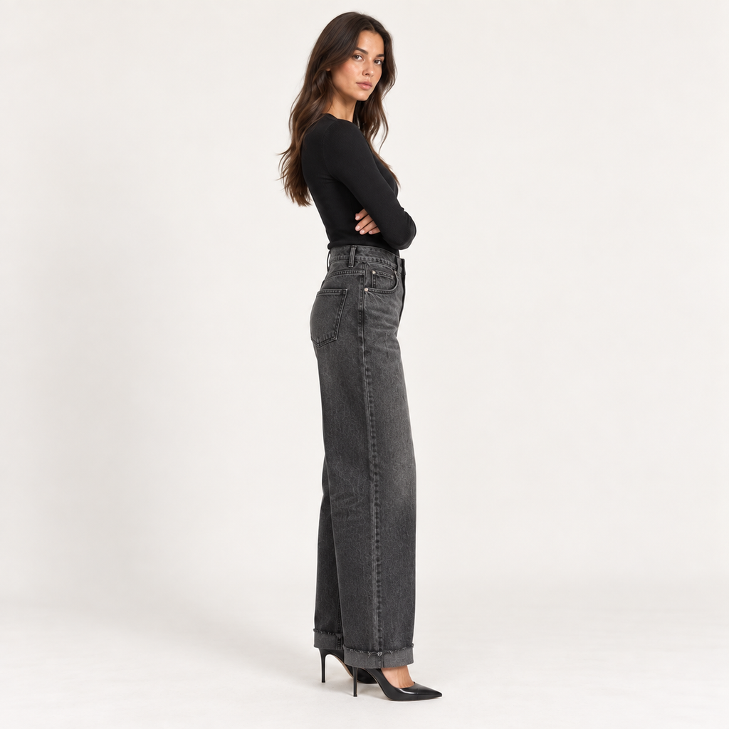 Washed Black Wide-Leg Jeans