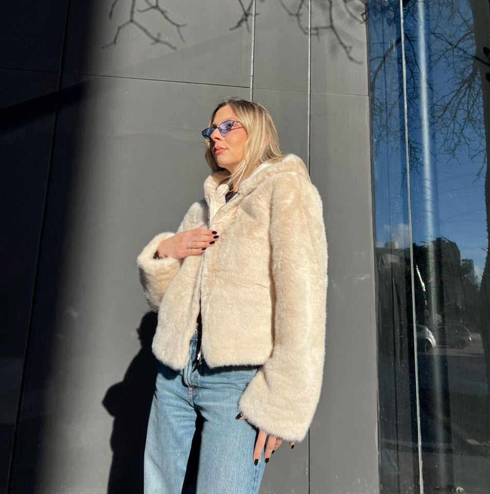 Faux fur hooded jacket