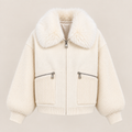 Faux Fur Collar Knit Jacket
