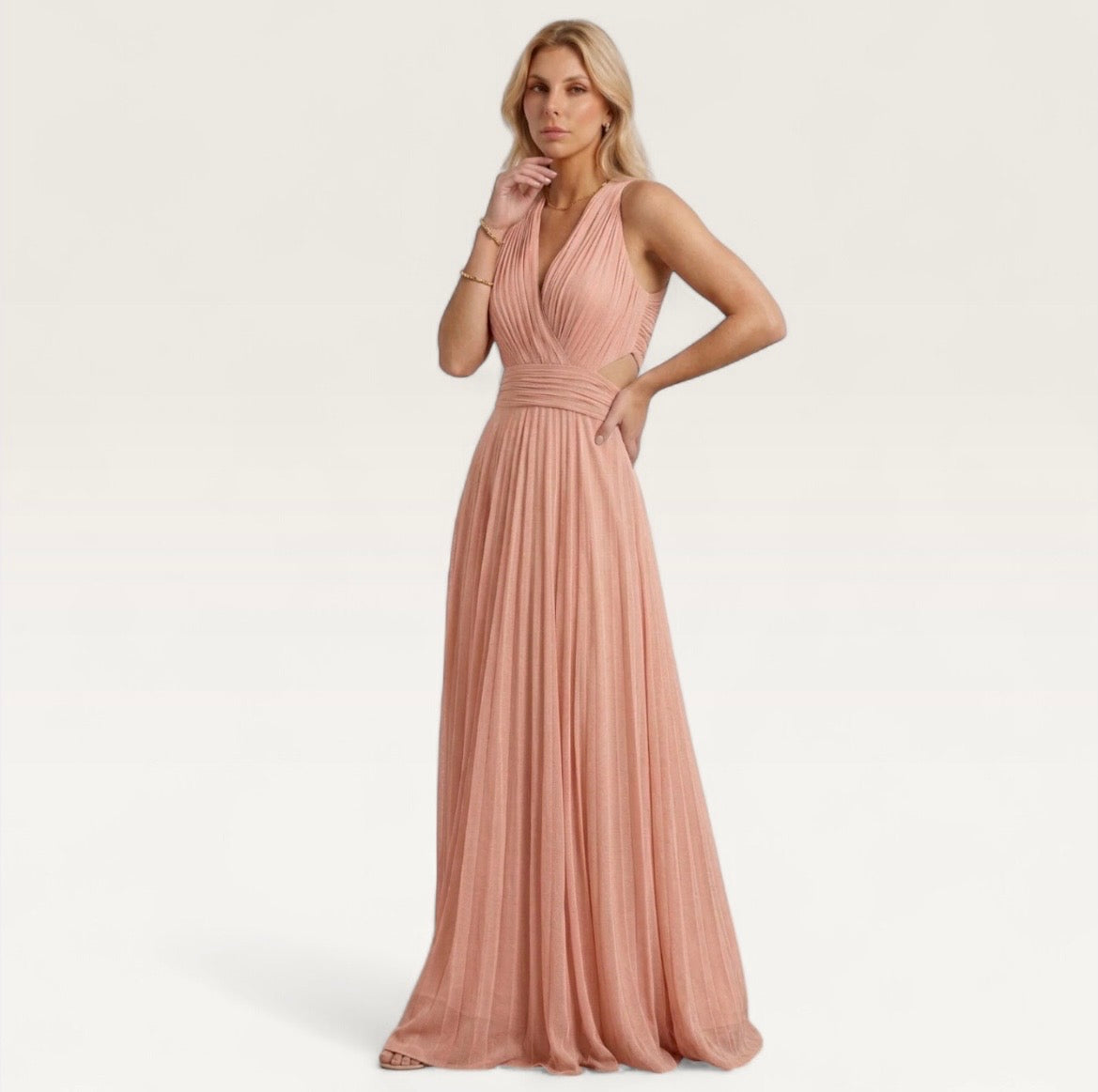 Celeste Cutout Pleated Gown