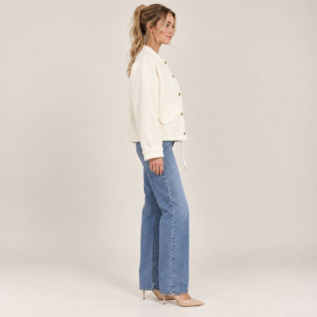 Gold Button Boxy Jacket