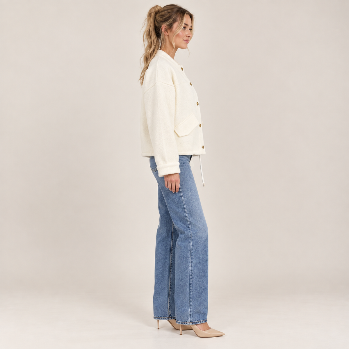 Gold Button Boxy Jacket