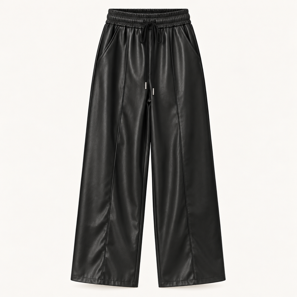 Faux Leather Wide-Leg Pants