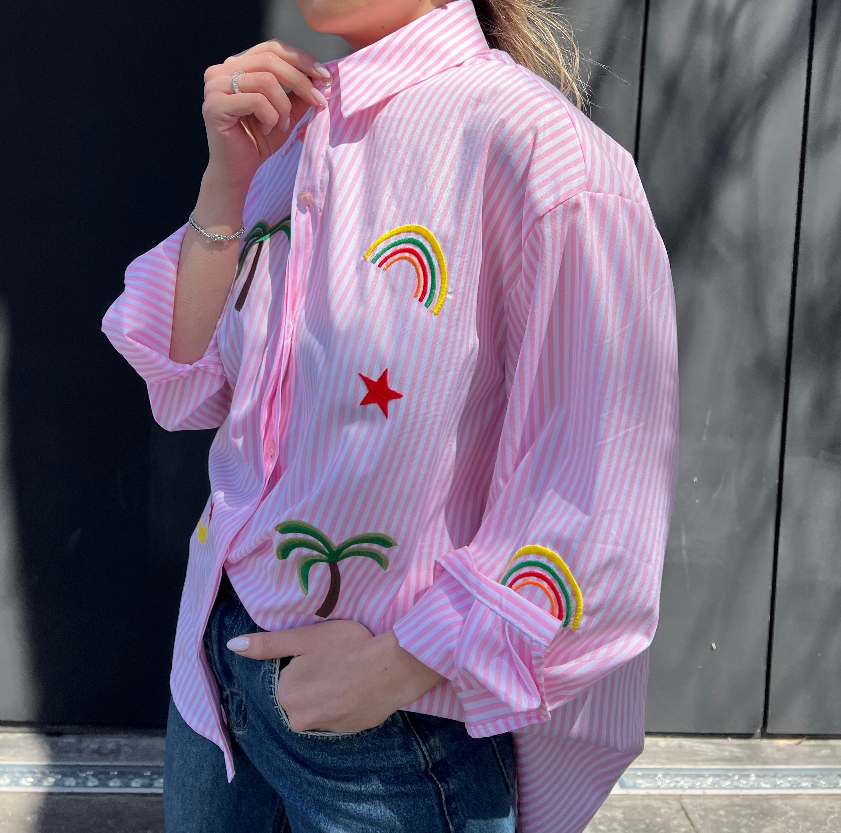 Embroidered Striped shirt