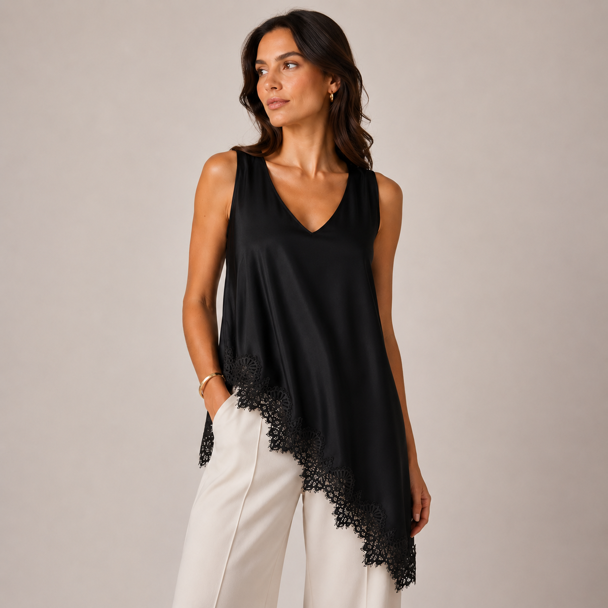 Luna Lace Asymmetric Top
