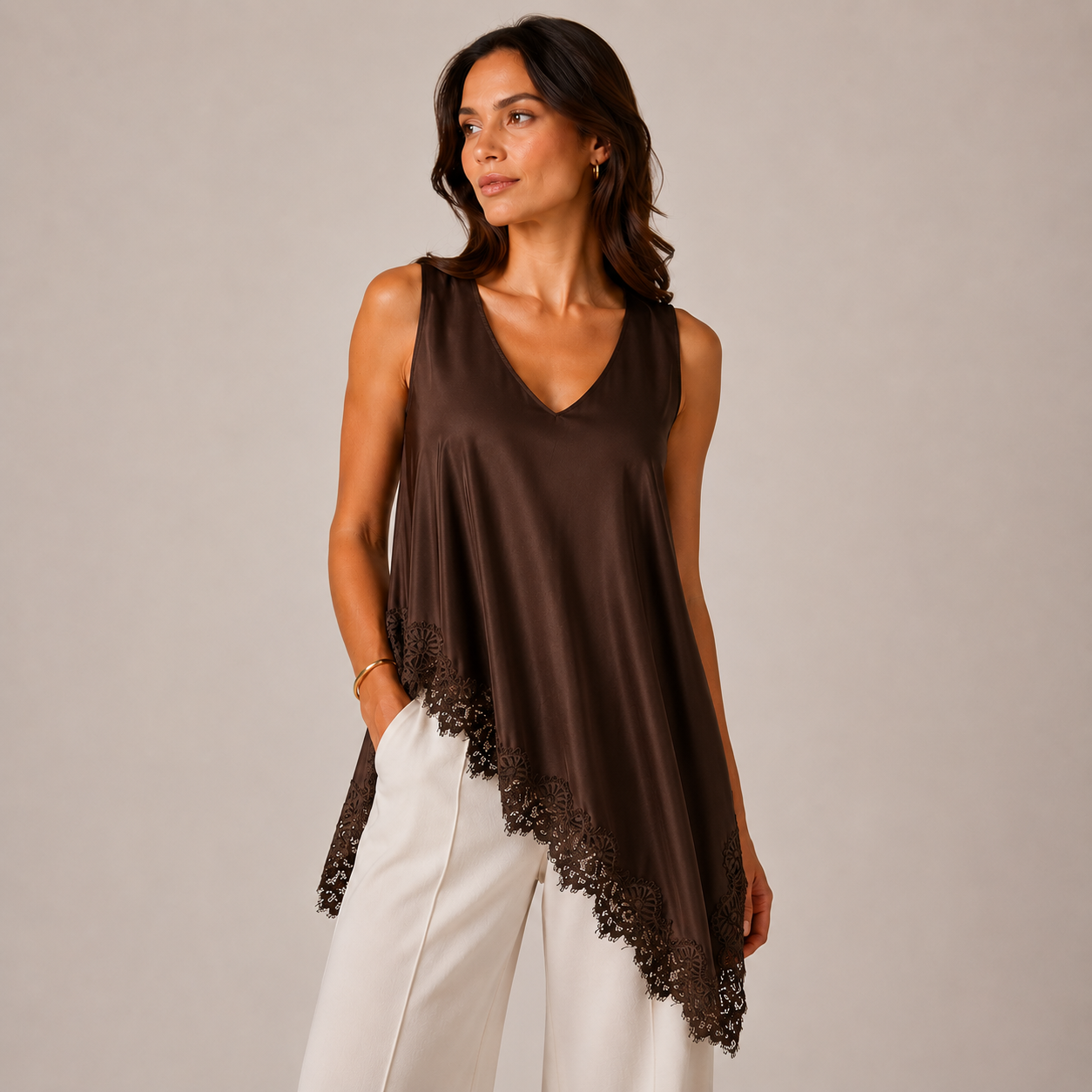 Luna Lace Asymmetric Top