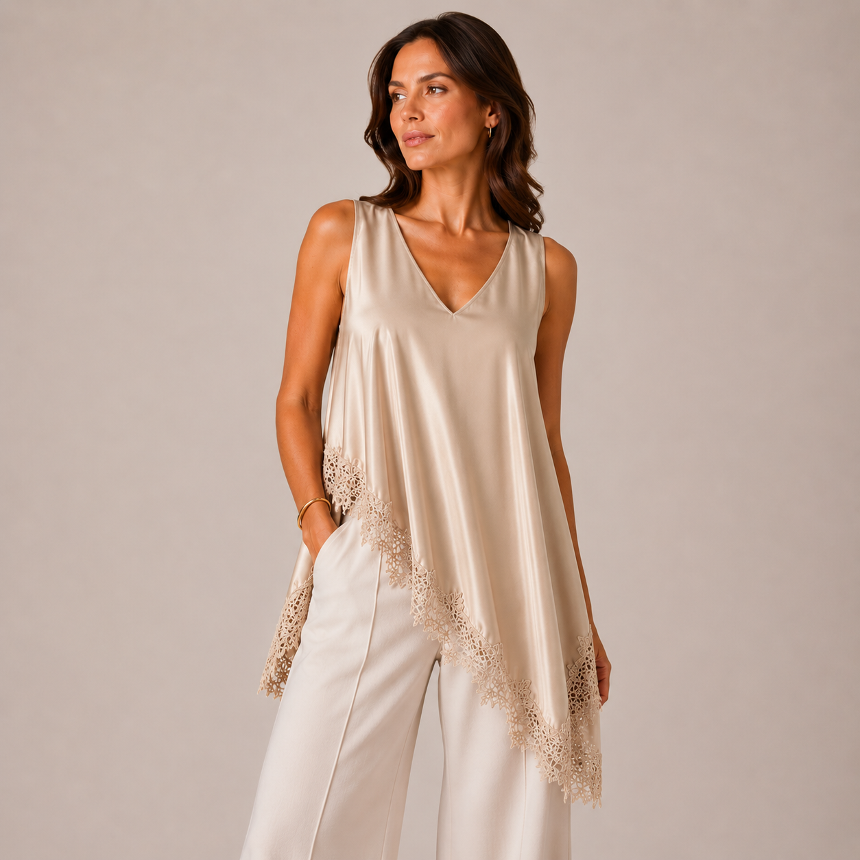 Luna Lace Asymmetric Top