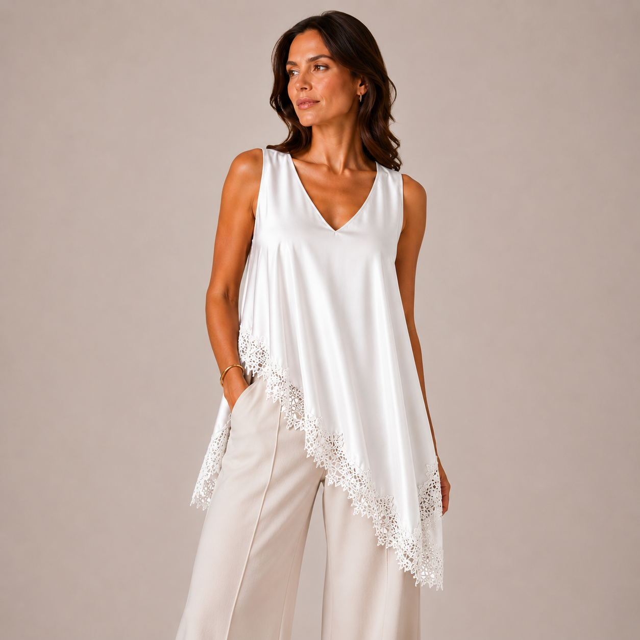 Luna Lace Asymmetric Top