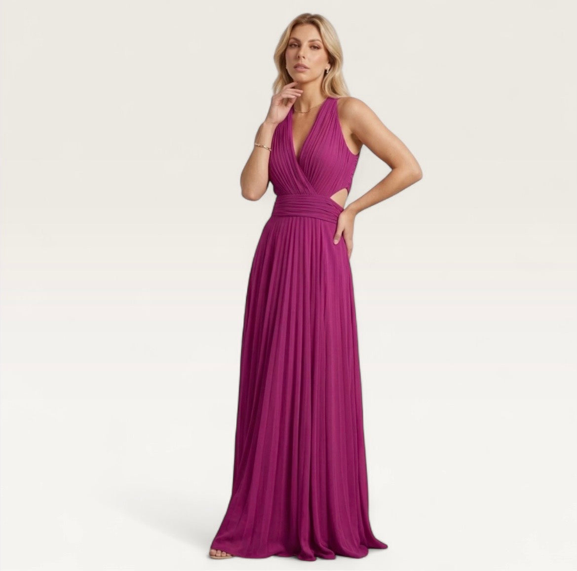 Celeste Cutout Pleated Gown