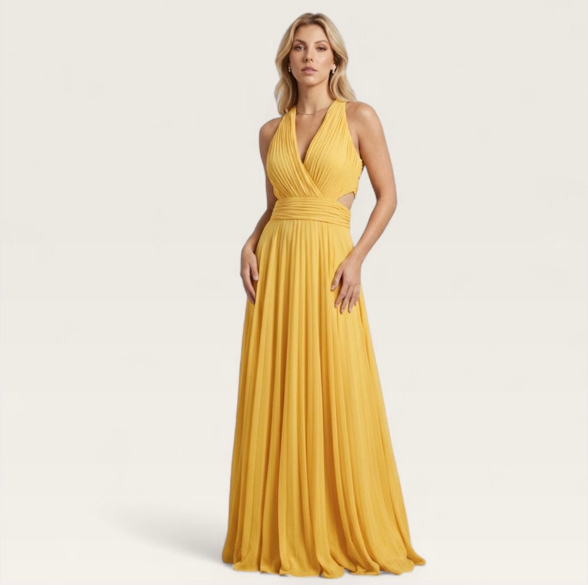 Celeste Cutout Pleated Gown