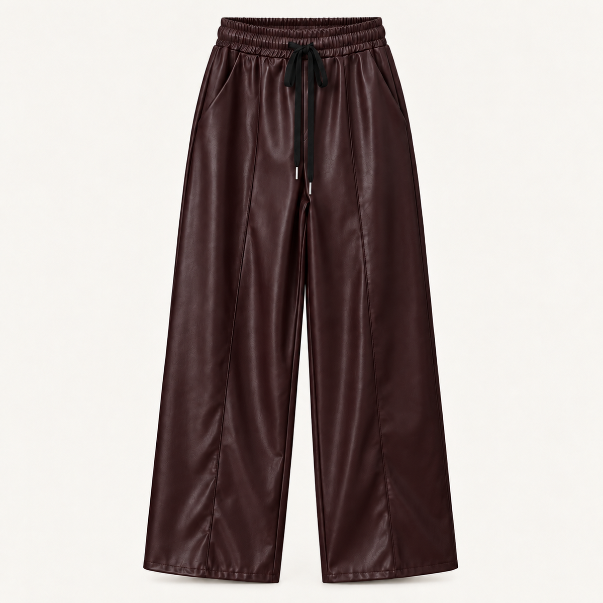 Faux Leather Wide-Leg Pants
