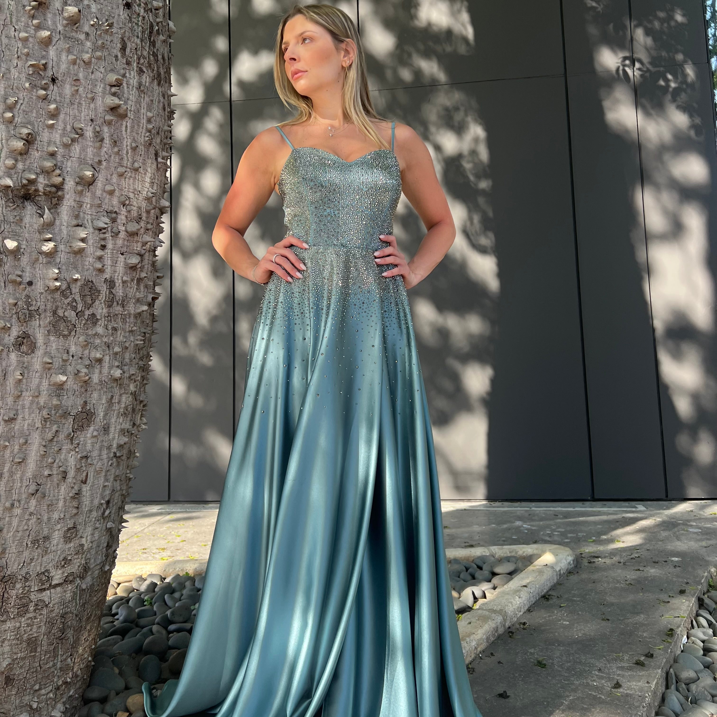 Silky Dress With Rhinestones
