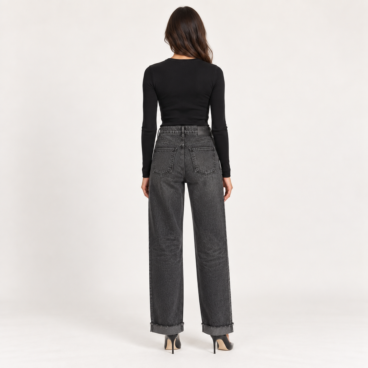 Washed Black Wide-Leg Jeans