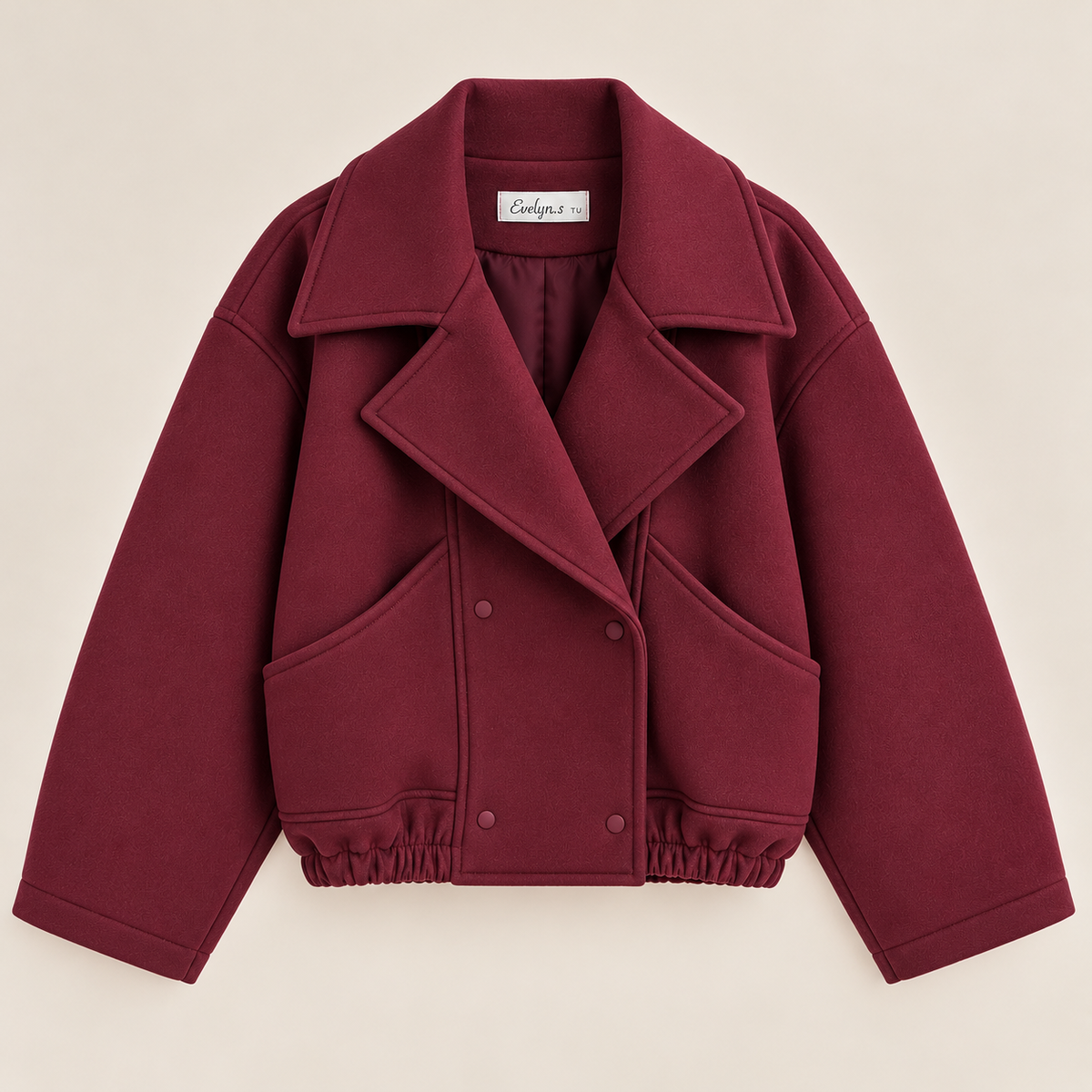 Cropped Double-Breasted Jacket With Wide Lapels