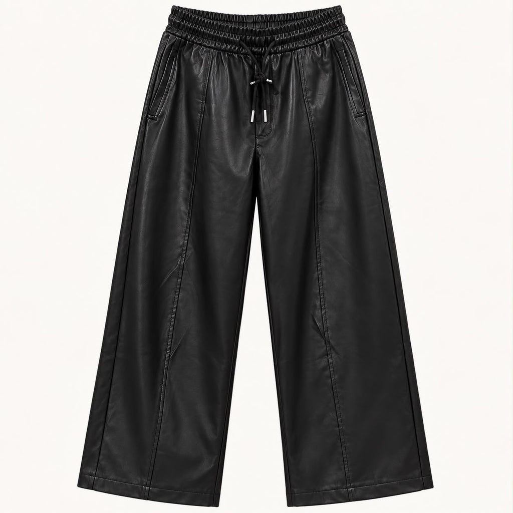 Faux Leather Wide-Leg Pants